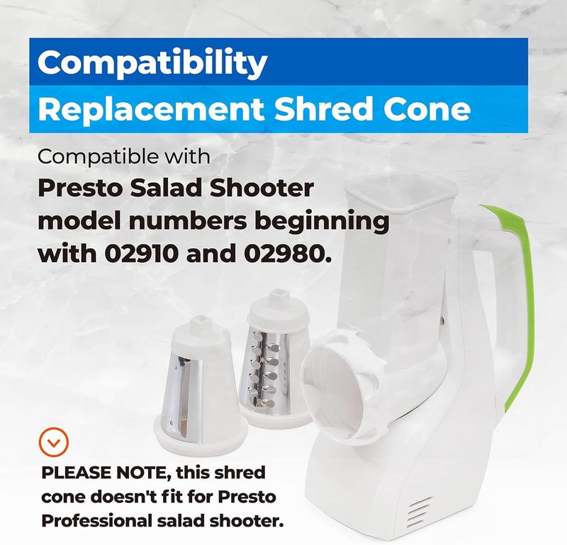 ANTOBLE Shred Cone for Presto Regular Salad Shooter Models 02910 02980, Cheese Grater Replacement Parts for Shredding Cheese, Vegetables and Fruits (Square Plug) - Image 3